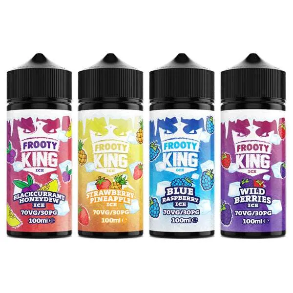 Frooty King 100ml Shortfill 0mg bottle with flavour label