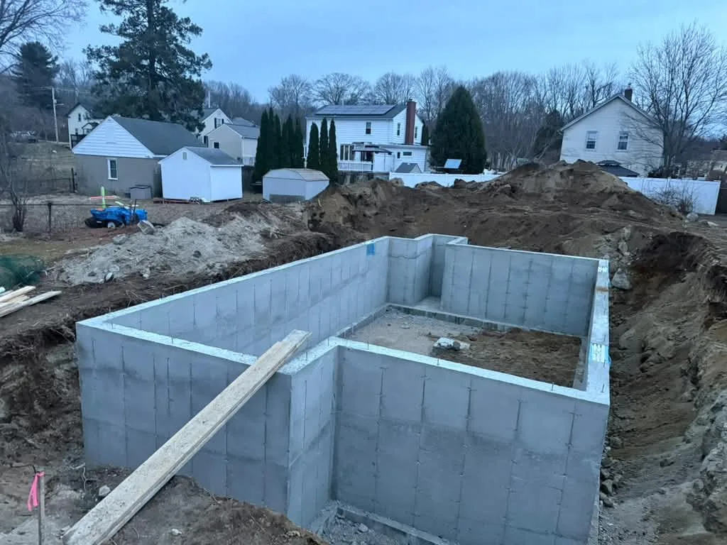 Foundation walls with forms removed
