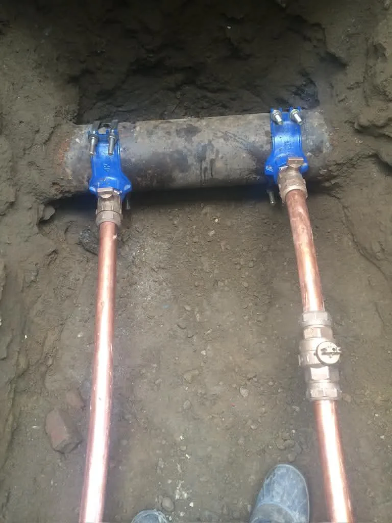 New copper water lines with valves at the tie-in