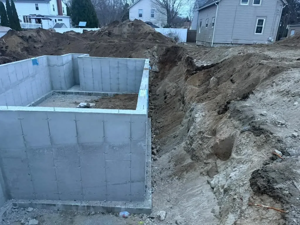 New poured concrete foundation walls